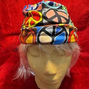 Psychedelic Hippie Peace Sign Knit Beanie Hat